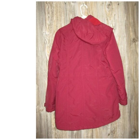 Lands' End Blue Button & Zip Jacket Sz M 10-12 Cinch Waist Hooded Squall Protect - Picture 15 of 16